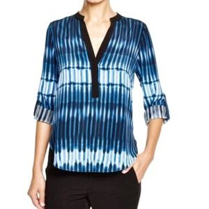 Vince Tie-Dye Striped Silk Blouse